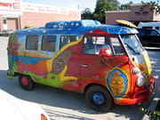 A real life version of the hippy van you drivei n this sequence. Also, by looking in it's window on the game, it will have this picture with the phrase 