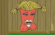 Frylock dressed up as a woman.